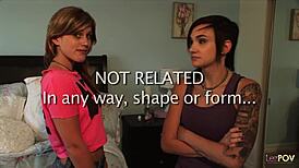 stealing brunette lesbian's clothes leads to rough ass licking and scissoring on bed