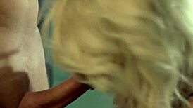 Blonde milf sucks cock dry with intense oral and swallow