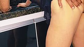 fucking blonde milf on the sink and cumming inside 😍