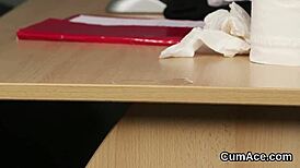 Kinky Babe Receives Facial Cumshot While Gulping Jizz in POV Blowbang.