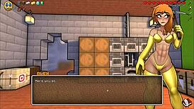 Minecraft parody with a sexy creeper girl in bikini