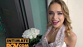 POV of banging bride Alexa Flexy in wet pink pussy. Her virgin body bends over for hardcore action.