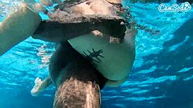 Hot teen amateur takes on massive BBC underwater in wild slamming session