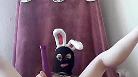 Hey, check this sexy French slave in Easter bunny action!