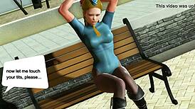 In a hentai game gets animated Cammy from Street Fighter