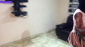 passionate fucking of housemaid in doggystyle. african teen slut moans while getting bent over.