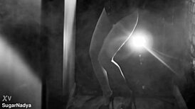 chic sugarnadya dances seductively in black and white lingerie, teasing with horny moves