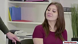 Jojo's sucking her stepmom's bf's big cock in the office with blowjobs and handjobs 😏