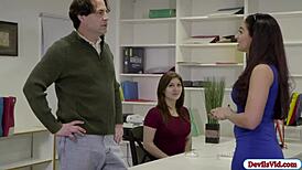 Jojo's sucking her stepmom's bf's big cock in the office with blowjobs and handjobs 😏