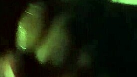 In the late night, an ebony milf delivers a sloppy blowjob to a big black cock.