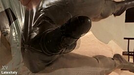 huge latex cock pounding away