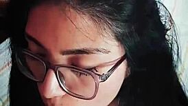 The Argentinian babe receives a warm cum facial after intense blowjob