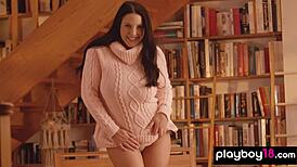 Bombastic brunette milf Angela White reveals massive natural tits