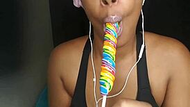 Cute Ebony Chick Sucks Fetish Cock In Black Sucking Action