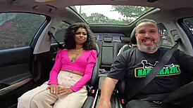 Aycha Martinelly, the mulata, strips naked on the streets with curly hair.