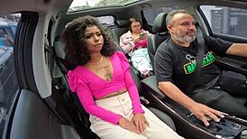 Aycha Martinelly, the mulata, strips naked on the streets with curly hair.