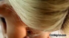 Does this inked huge titty blonde stroke and suck in bikini?