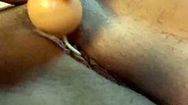 Redhead Babe Plays With Big Tits And Pussy With Balls!