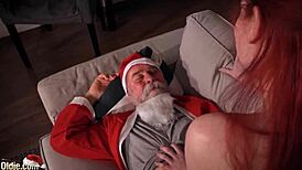 Old Santa Shares a Story with a Petite Teen