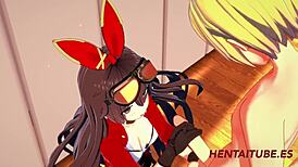 check out amber getting handjob and blowjob in genshin hentai