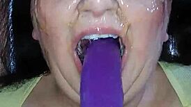 Ms Tl Throat Takes Dildo Deep in BBW Toy Play