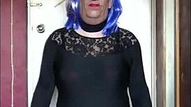 Shy crossdresser swallows his own pee and waits for yours