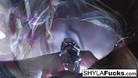 Sexy shyla smokes while teasing tits and pussy