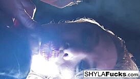 Sexy shyla smokes while teasing tits and pussy