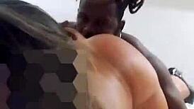 Wife and lover humiliate cuckold outside the room.