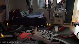 Hey, check this milf mommy in yoga workout showing shaved pussy lips!