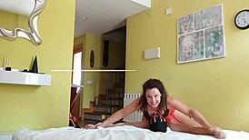 I dominated that naive guy in a femdom wrestling match, tying him up and making him submit in our bdsm session.