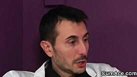 spicy doll swallows all the cum in blowbang fun 😈