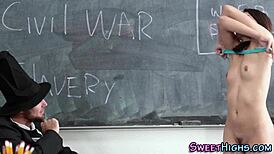 teen gets cum dumped after a wild hardcore blowjob session, damn!