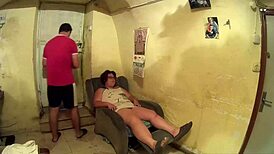 I jerk his cock with my feet and soak my panties.