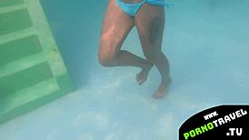 relaxing underwater blowjob with asian couple in group pov sucking and licking