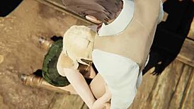 Resident Evil 4 Ashley Graham Sucks and Swallows Cum in Outdoor Creampie