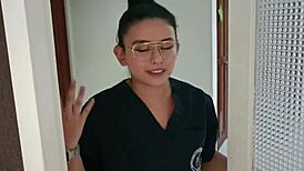 Part 1 POV: My hot Latina roommate, a doctor, can't stop touching herself and giving blowjobs. She's a wild Colombian in uniform riding me hard!