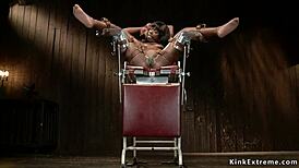 Ebony Endures Tight Crotch Rope and Hogtie Bondage