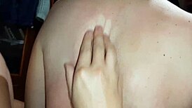 I massage one girl while another licks my wet pussy in lesbian homemade illusion