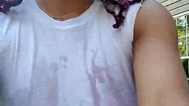 Outside Peeing My Shorts, Slurping and Spitting on Shirt While Neighbors Watch