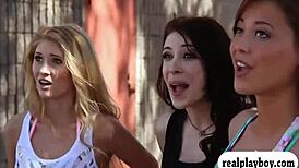 Lovely badass babes had fun swinging naked in the open air.