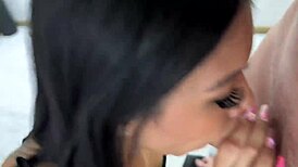 pov blowjob and rimming from petite teen latina babe