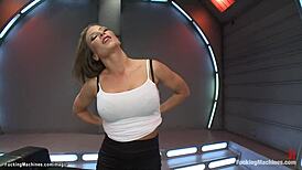 blonde milf with huge tits masturbates using vibrator and toys for insertion