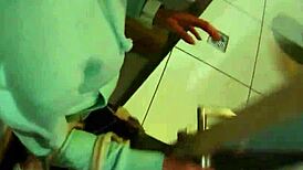 European beauty lured and drilled hard in a public restroom