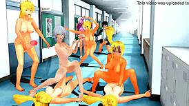 Having sex in the hallway to music, it's so anime and futanari