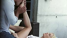 Blondie, how do you tug cum onto your feet after riding?