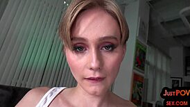 Amateur babe rides cock in pov closeup while talking dirty