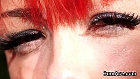 This spicy idol swallows every drop of cum on her face.