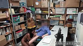 Blonde fake cop aids black guy in outdoor interracial hardcore