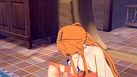 Asuna Gives Kirito Handjob And Footjob!
